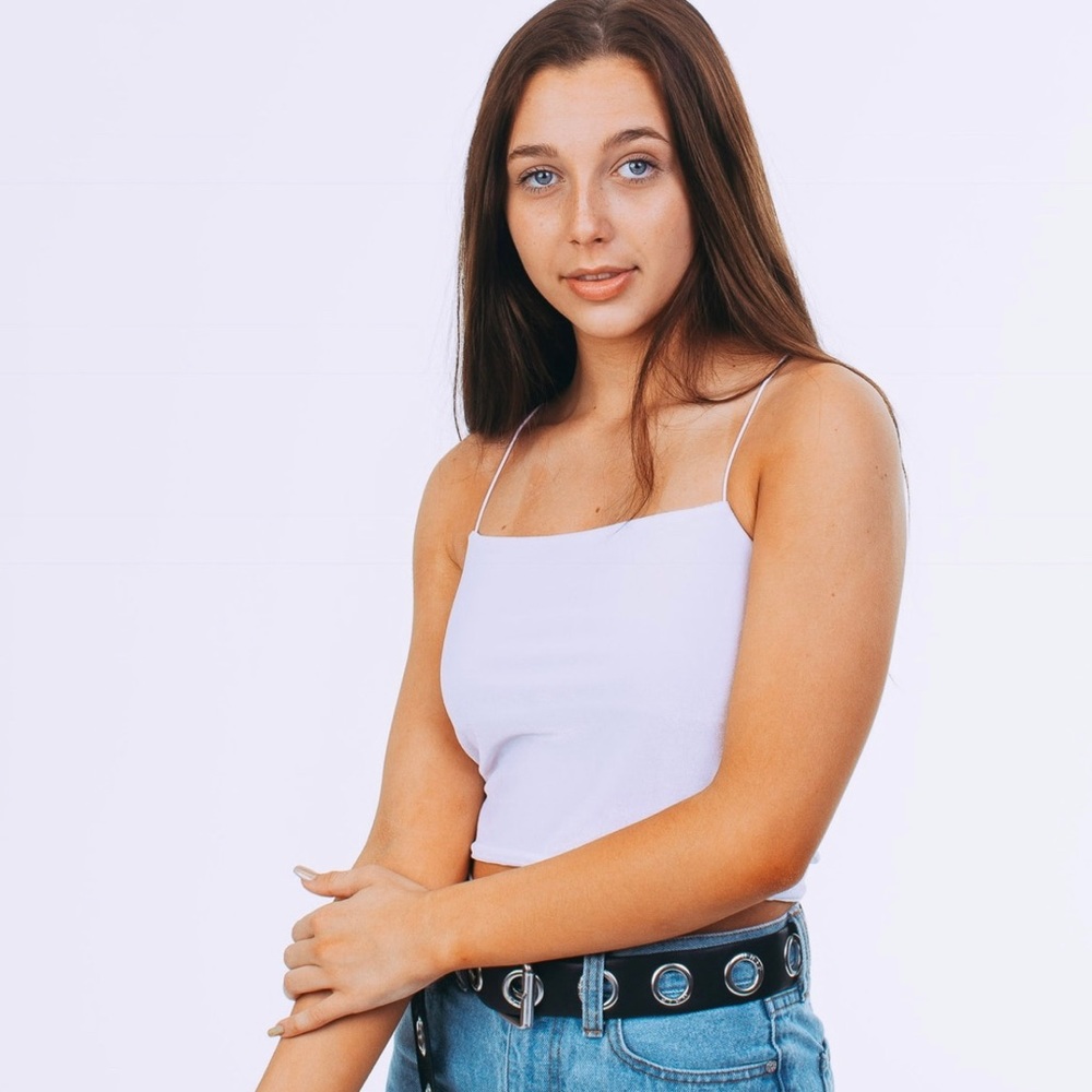 NWT Emma Chamberlain White Velvet Crop Top